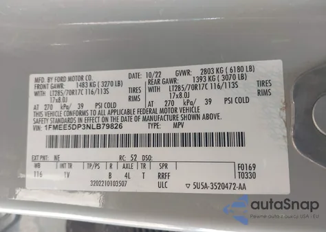 2022 Ford Bronco Badlands from USA, damaged, VIN 1FMEE5DP3NLB79826